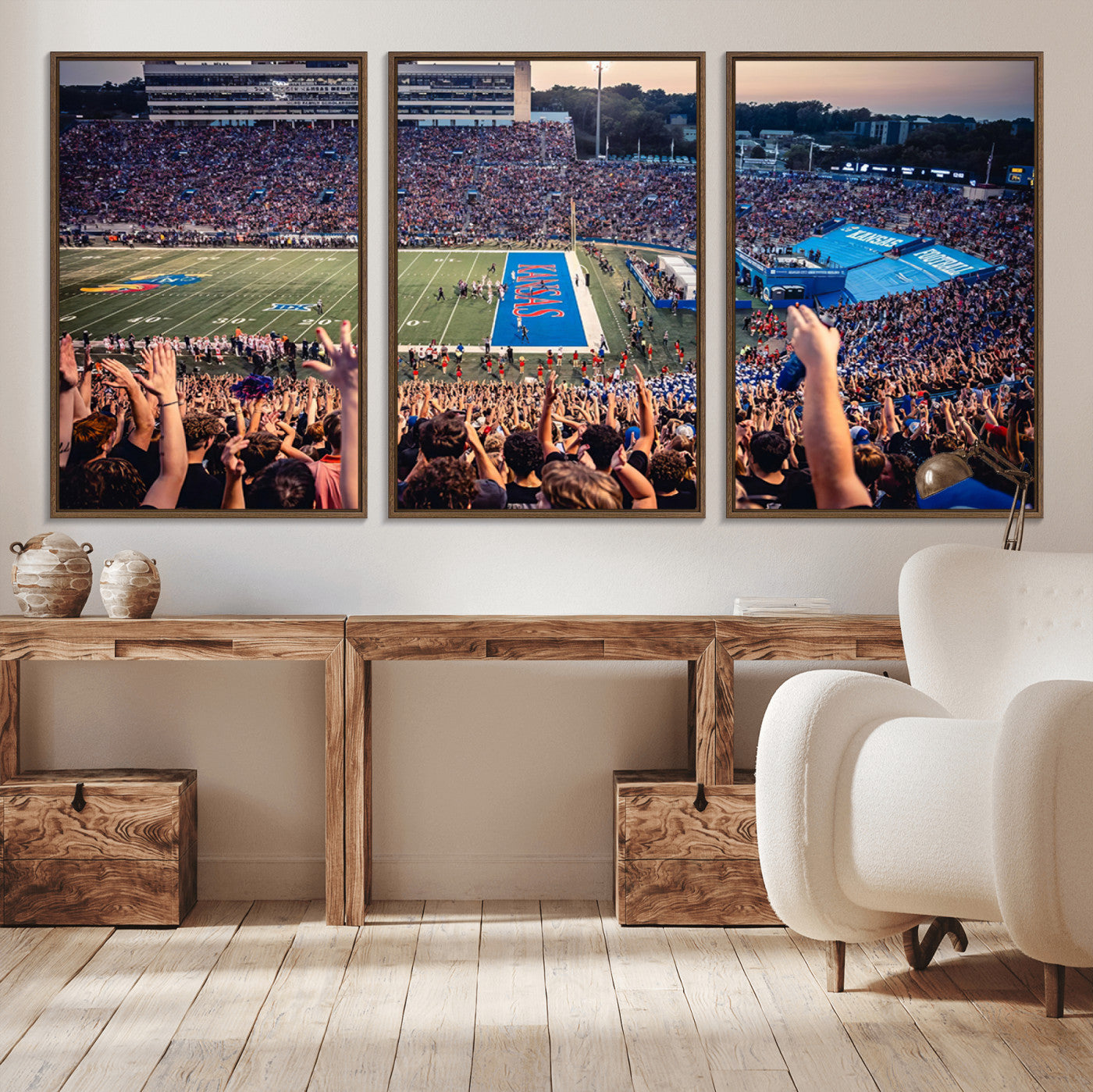 MGV-FC-60X30-3P - University of Kansas Jayhawks Football Team Art Print - Lawrence Kansas Memorial Stadium Wall Art