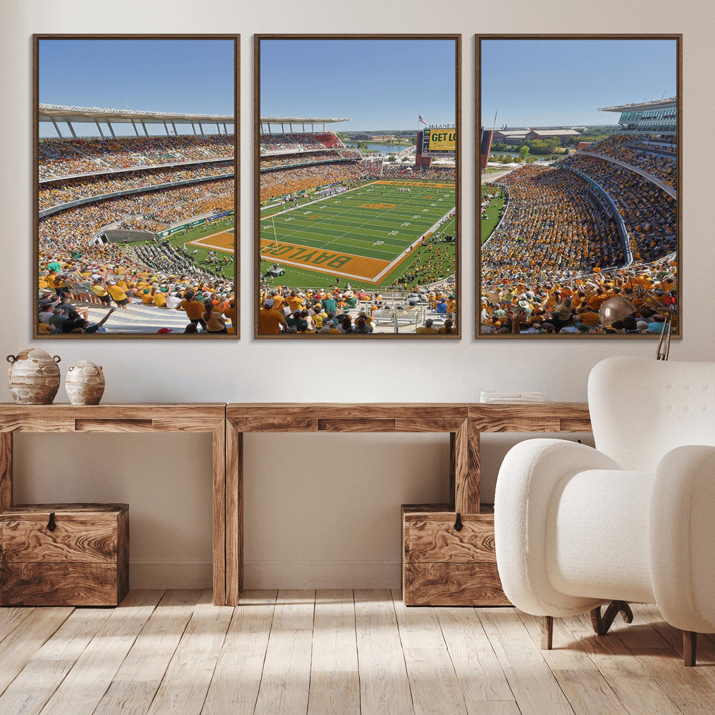 MGV-FC-60X30-3P - Baylor University Bears Football Team Print - Waco McLane Stadium Wall Art Canvas Print