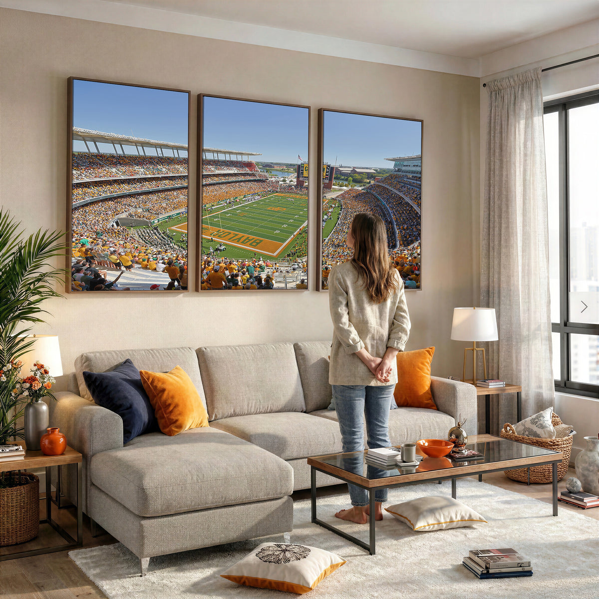 49912-MGV-CV-36X24 - Baylor University Bears Football Team Print - Waco McLane Stadium Wall Art Canvas Print