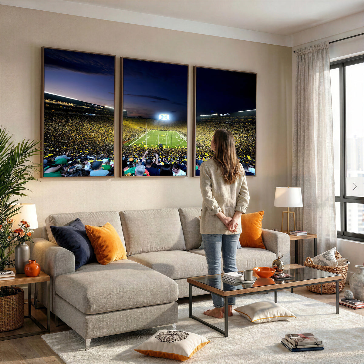 22115-MGV-CV-36X24 - University of Michigan Wolverines Football Team Print - Ann Arbor Michigan Stadium Canvas Print