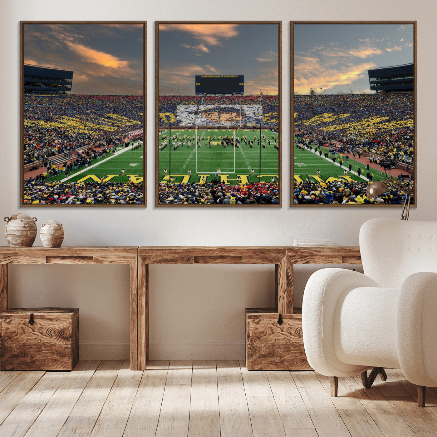 MGV-FC-60X30-3P - University of Michigan Wolverines Print Canvas, Football Team Print - Ann Arbor Michigan Stadium