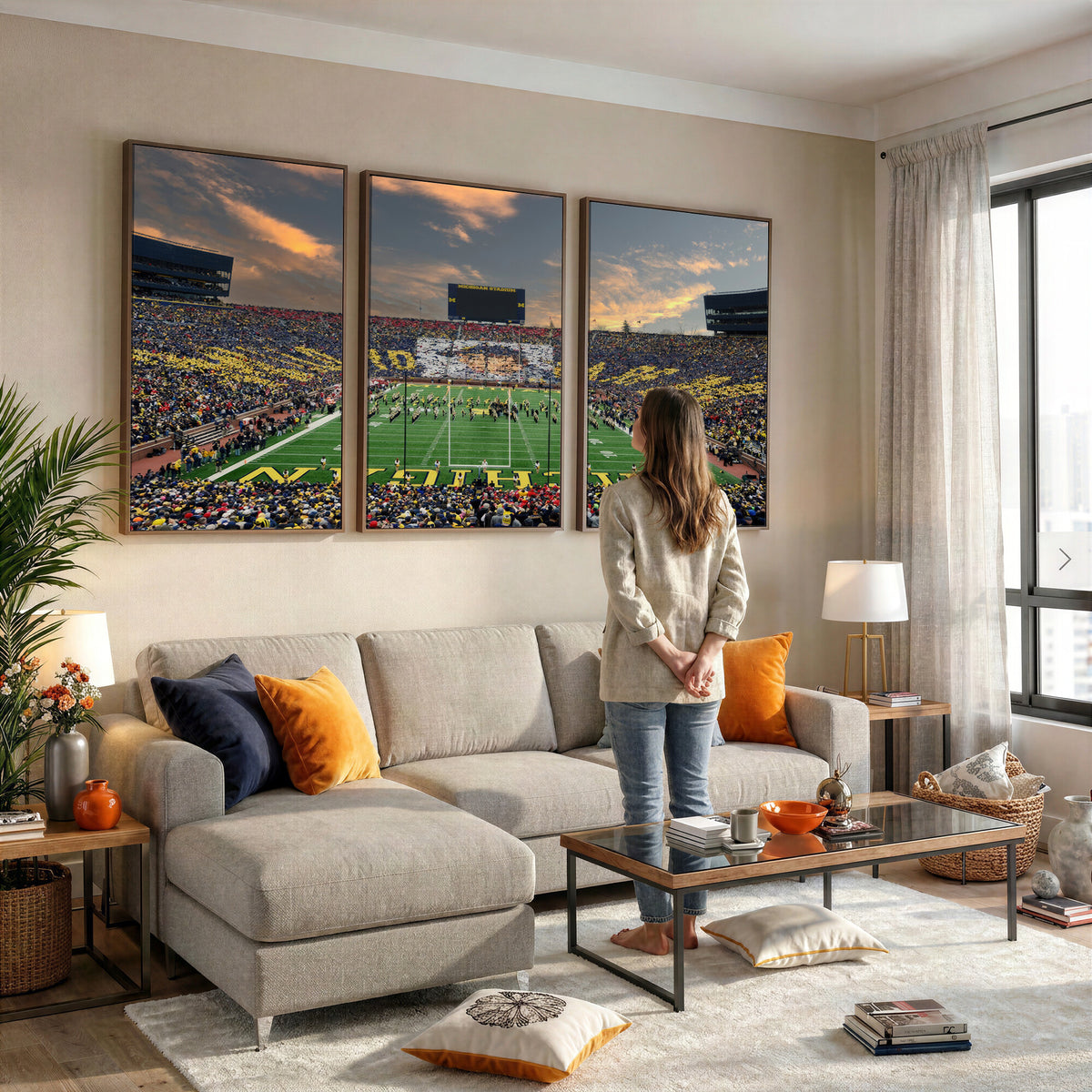 81843-MGV-CV-36X24 - University of Michigan Wolverines Print Canvas, Football Team Print - Ann Arbor Michigan Stadium