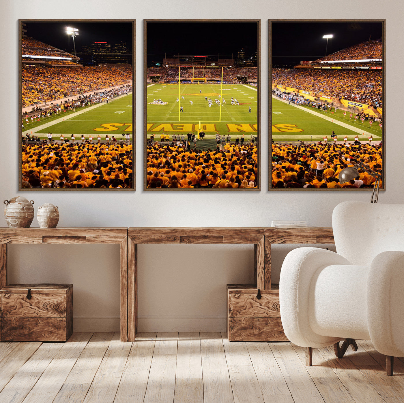 MGV-FC-60X30-3P - ASU Sun Devils Football Team Print - Phoenix Mountain America Stadium Wall Art Canvas Print