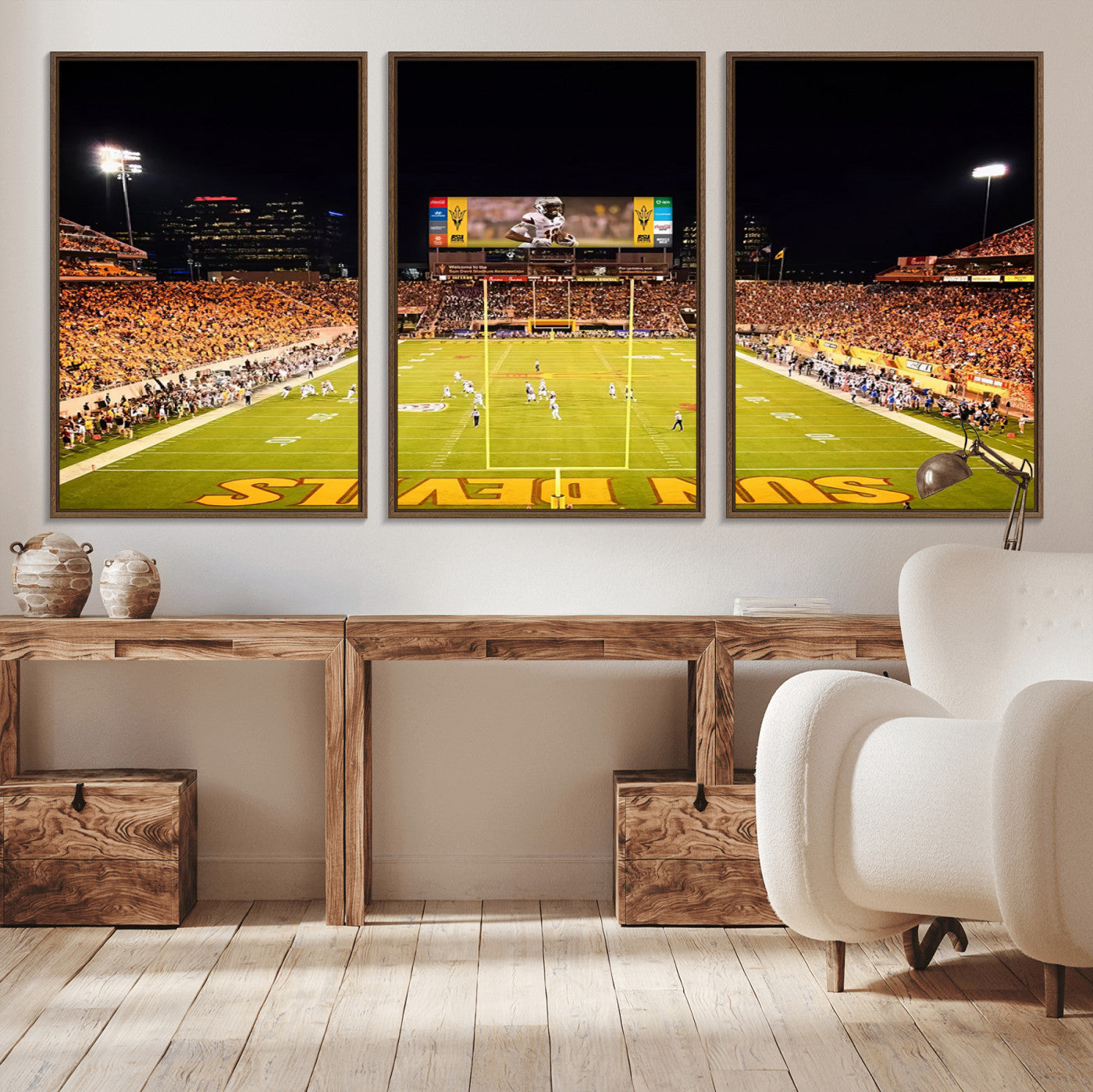 MGV-FC-60X30-3P - ASU Sun Devils Football Team Print - Phoenix Mountain America Stadium Canvas Print