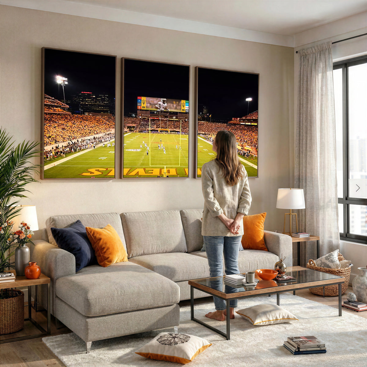 87612-MGV-CV-36X24 - ASU Sun Devils Football Team Print - Phoenix Mountain America Stadium Canvas Print