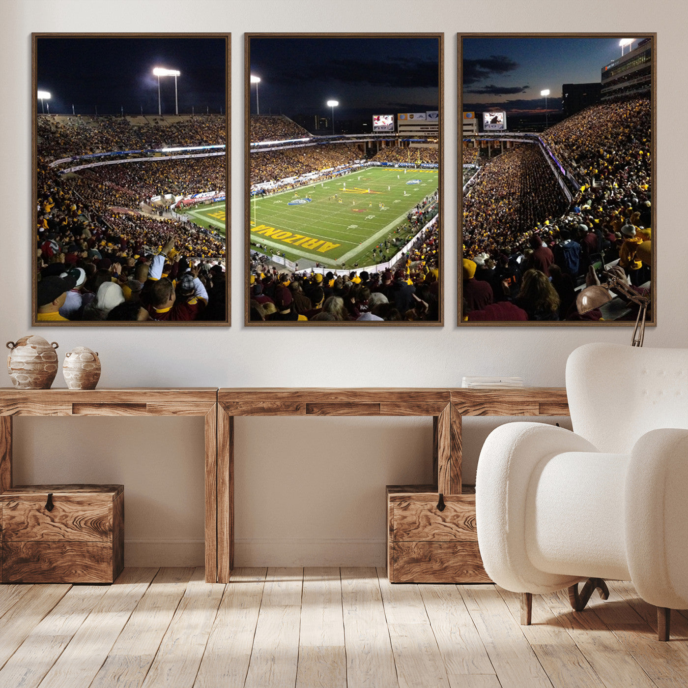 MGV-FC-60X30-3P - ASU Sun Devils Football Team Print Canvas - Phoenix Mountain America Stadium Wall Art Canvas Print