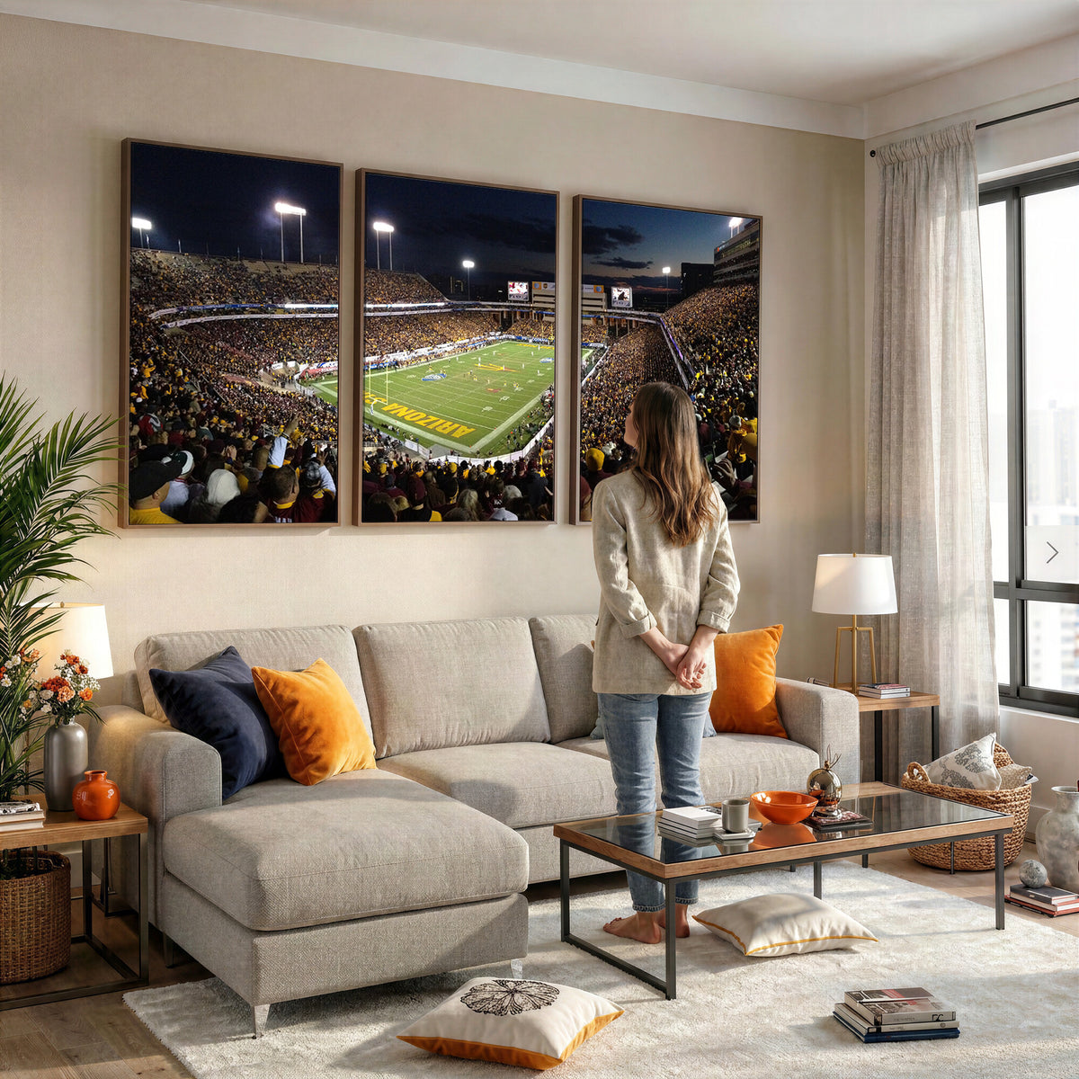 75716-MGV-CV-36X24 - ASU Sun Devils Football Team Print Canvas - Phoenix Mountain America Stadium Wall Art Canvas Print