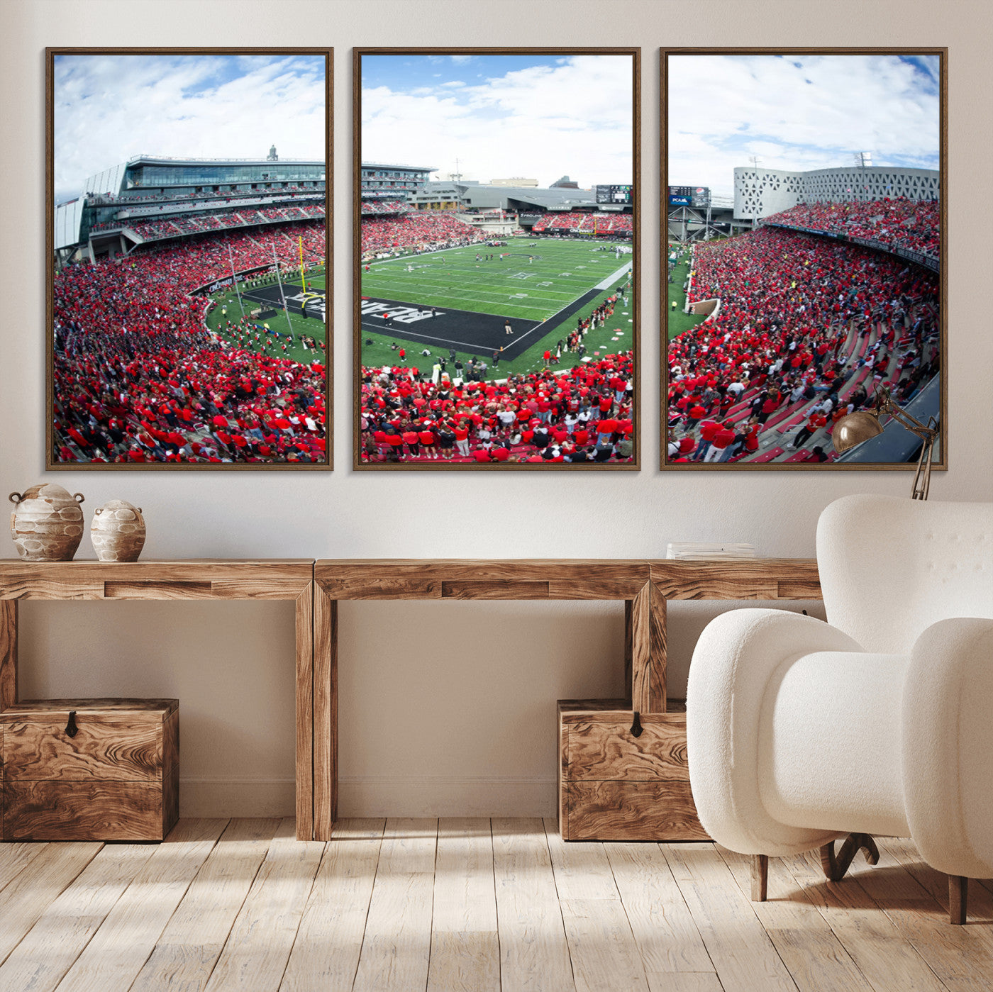 MGV-FC-60X30-3P - Cincinnati Bearcats Football Team Print - Nippert Stadium Wall Art Canvas Print