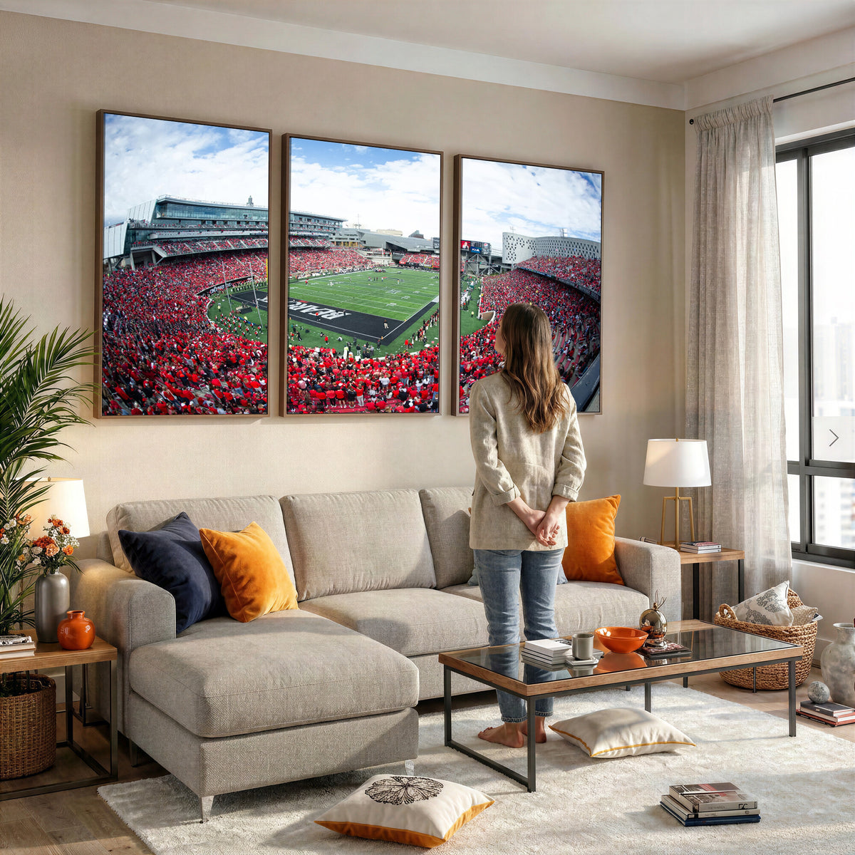54070-MGV-CV-36X24 - Cincinnati Bearcats Football Team Print - Nippert Stadium Wall Art Canvas Print