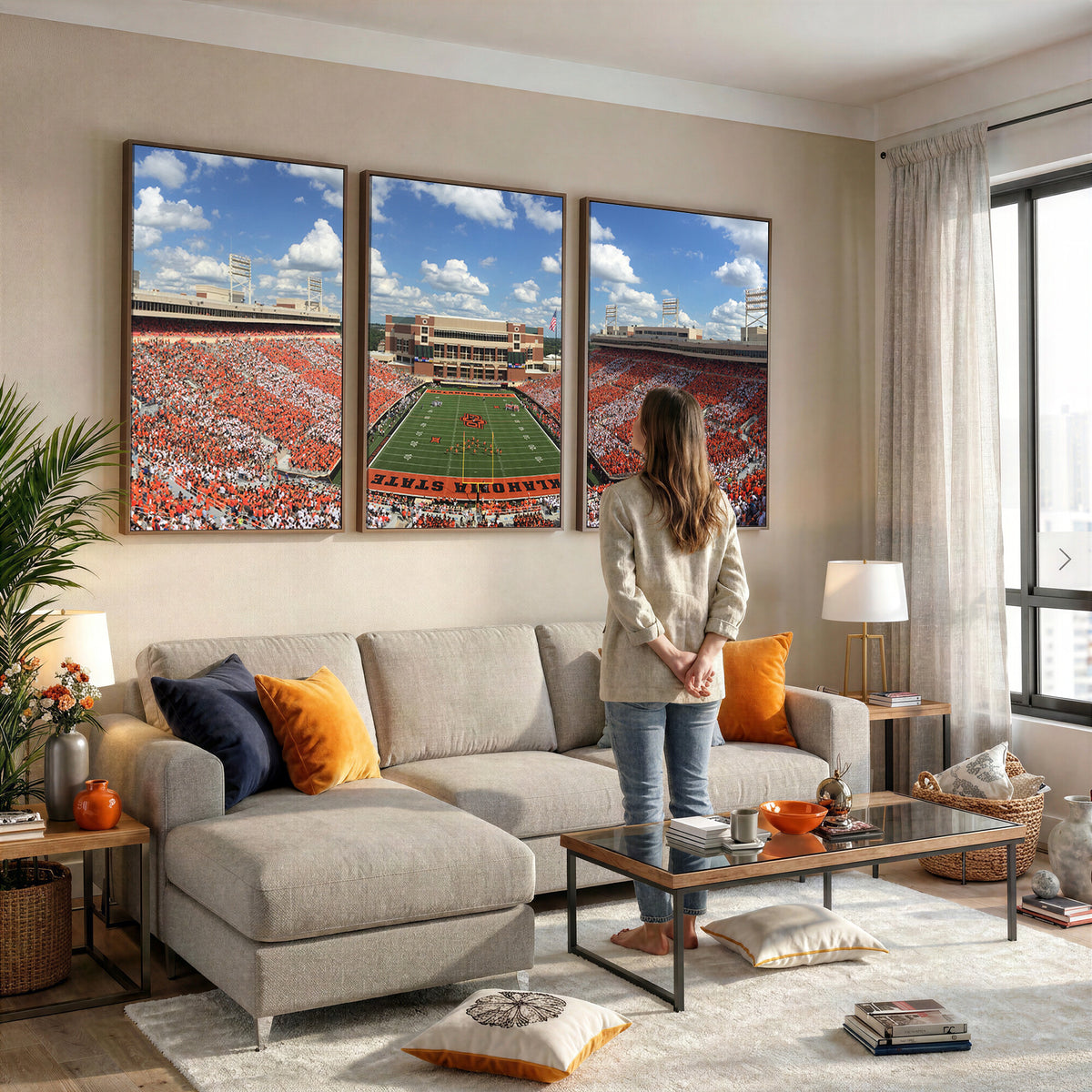 65192-MGV-CV-36X24 - Oklahoma State Cowboys Football Team Print - Stillwater Boone Pickens Stadium Wall Art Canvas Print