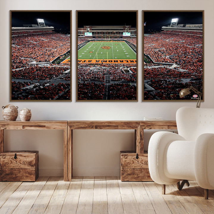 Oklahoma State Cowboys Canvas Print, Football Team Print - Stillwater Boone Pickens Stadium Wall Art Canvas Print