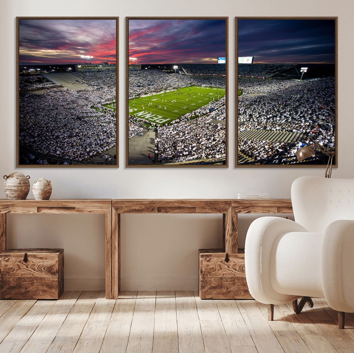 MGV-FC-60X30-3P - Penn State Nittany Lions Football Team Print - University Park Beaver Stadium Art Canvas Print
