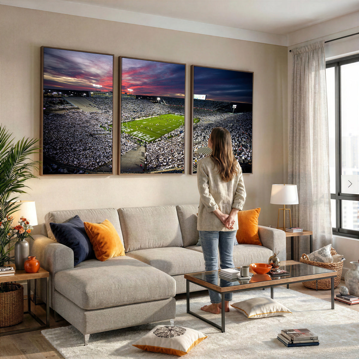 37304-MGV-CV-36X24 - Penn State Nittany Lions Football Team Print - University Park Beaver Stadium Art Canvas Print