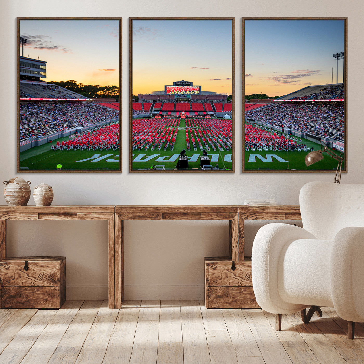 35266-MGV-CV-36X24-NC State Wolfpack Football Team Print Wall Art - Raleigh Carter-Finley Stadium Wall Art Canvas Print