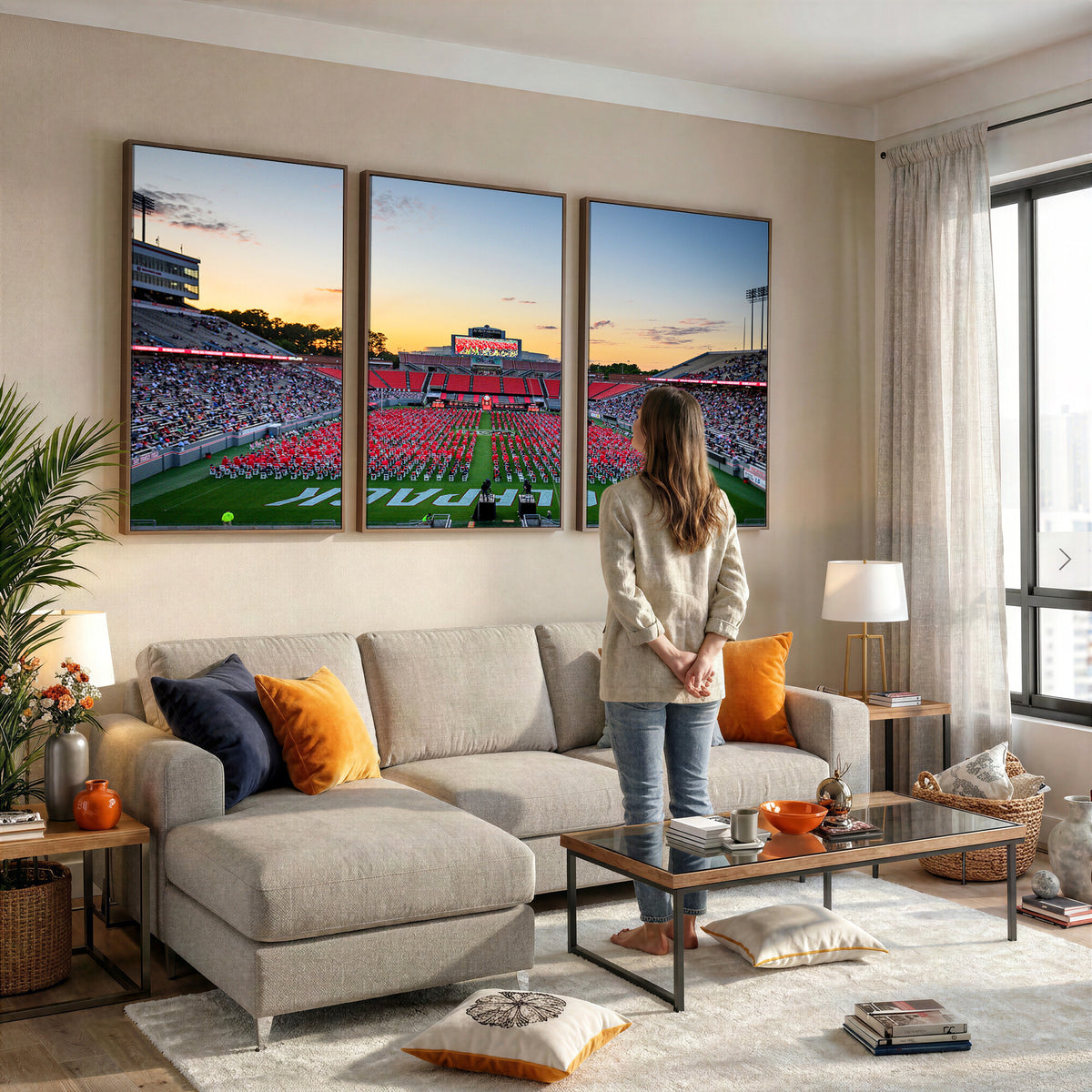 35266-MGV-CV-36X24 - NC State Wolfpack Football Team Print Wall Art - Raleigh Carter-Finley Stadium Wall Art Canvas Print