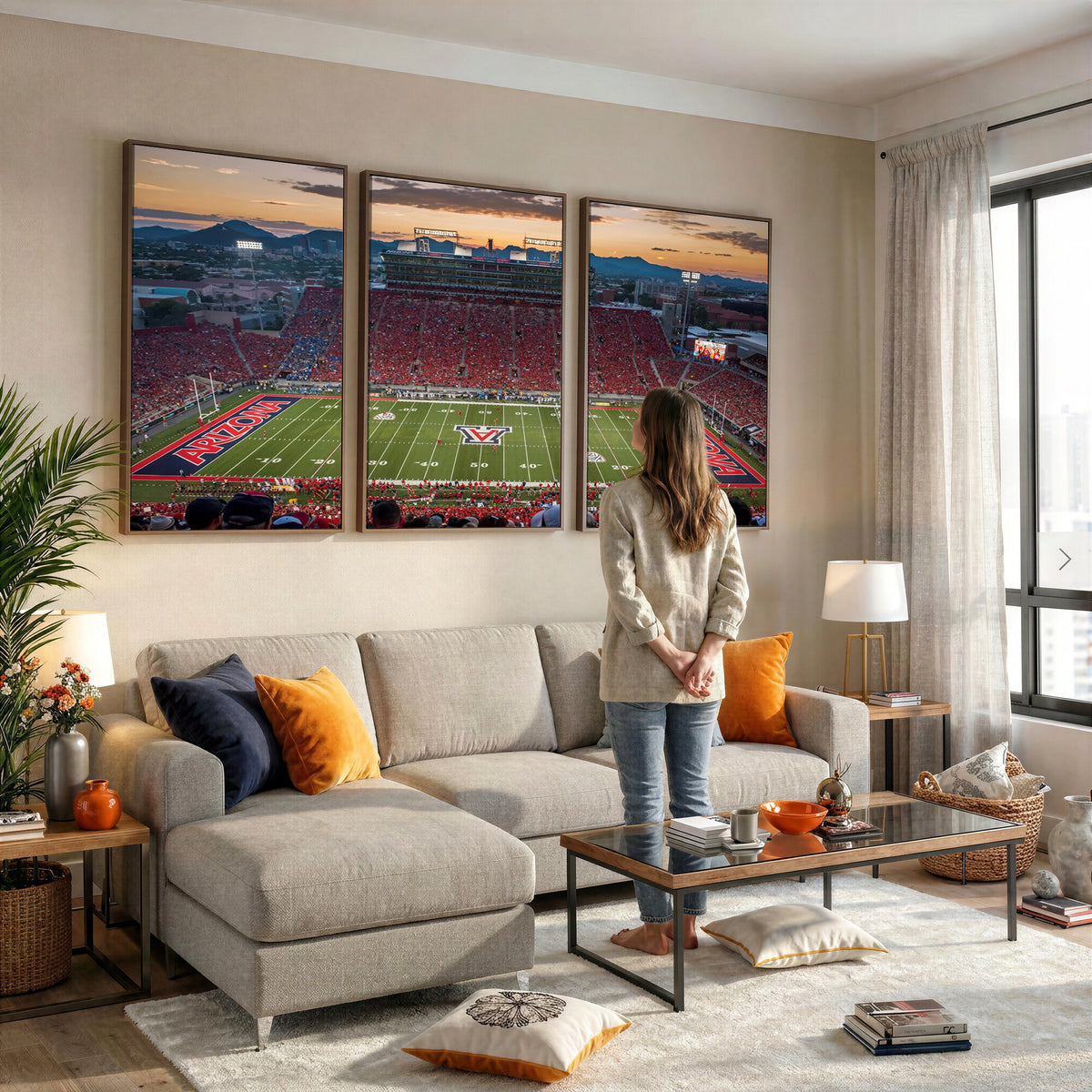 99722-MGV-CV-36X24 - Framed Arizona Wildcats Football Team Print - Tucson Arizona Stadium Wall Art Canvas Print