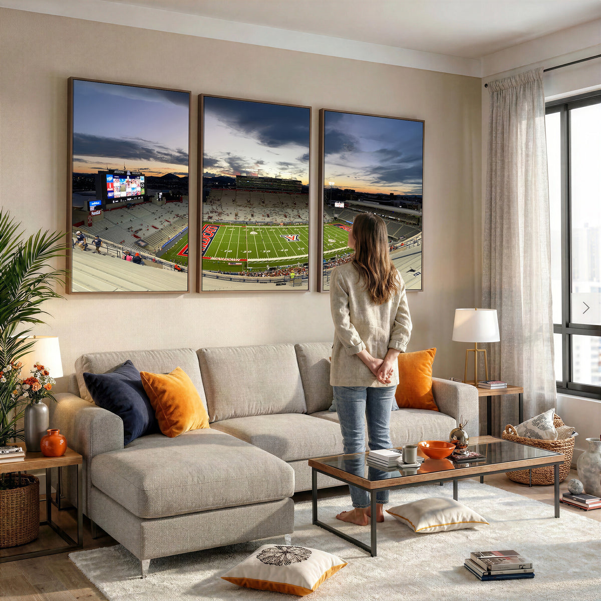 24339-MGV-CV-36X24 - Arizona Wildcats Football Team Print - Tucson Arizona Stadium Wall Art Canvas Print