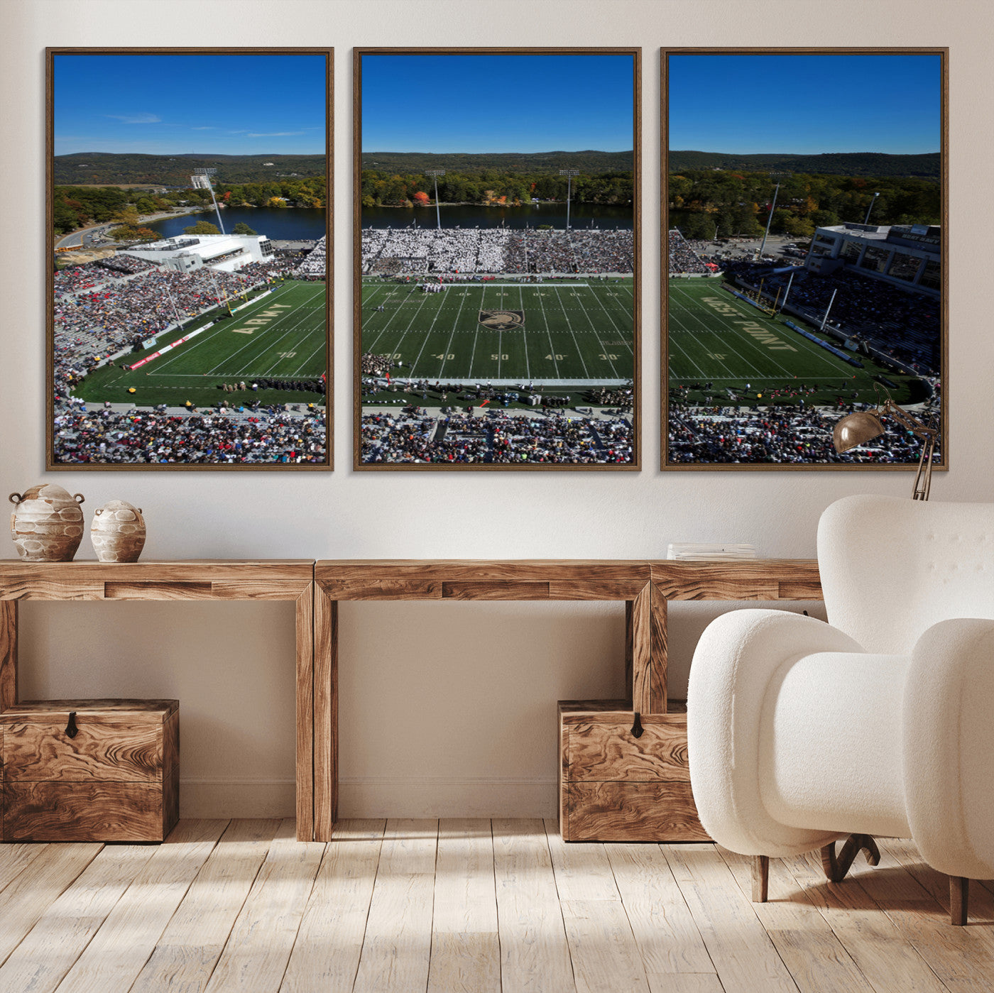52056-MGV-CV-36X24-Army Black Knights Football Team Print - West Point Michie Stadium Wall Art Canvas Print