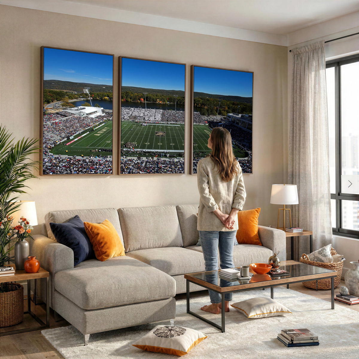 52056-MGV-CV-36X24 - Army Black Knights Football Team Print - West Point Michie Stadium Wall Art Canvas Print