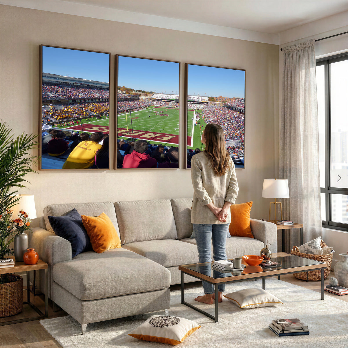 78117-MGV-CV-36X24 - Boston College Eagles Football Team Print - Boston Alumni Stadium Wall Art Canvas Print