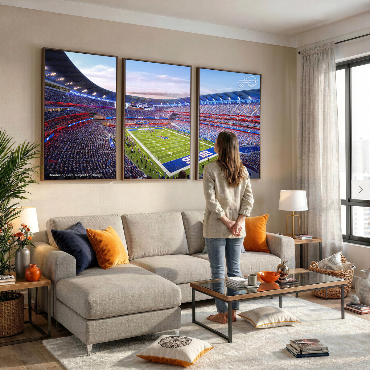 57873-MGV-CV-36X24 - Buffalo Bills Football Team Print Canvas - Buffalo Highmark Stadium Wall Art Canvas Print