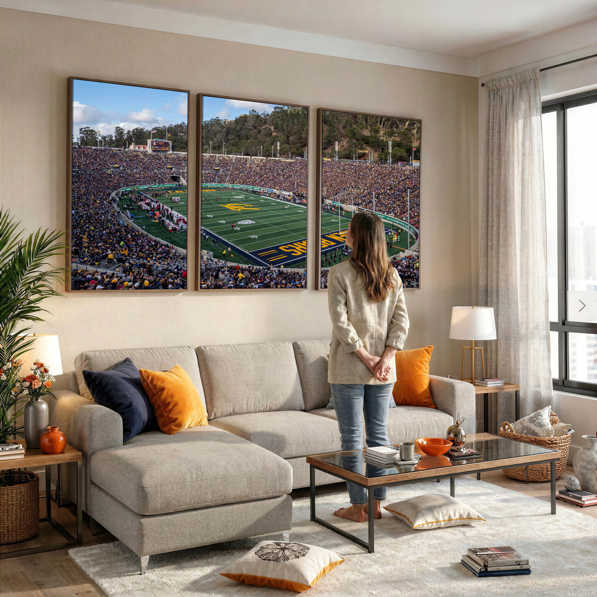 38054-MGV-CV-36X24 - University of California Golden Bears Football Team Print - Berkeley California Memorial Stadium Art