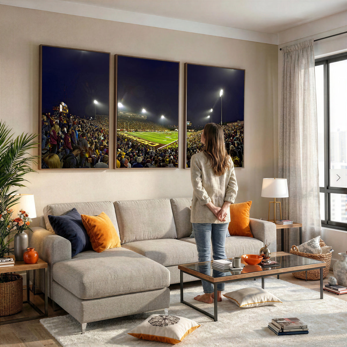 45619-MGV-CV-36X24 - Central Michigan University Chippewas Canvas Wall Art, Football Team Print - Mount Pleasant