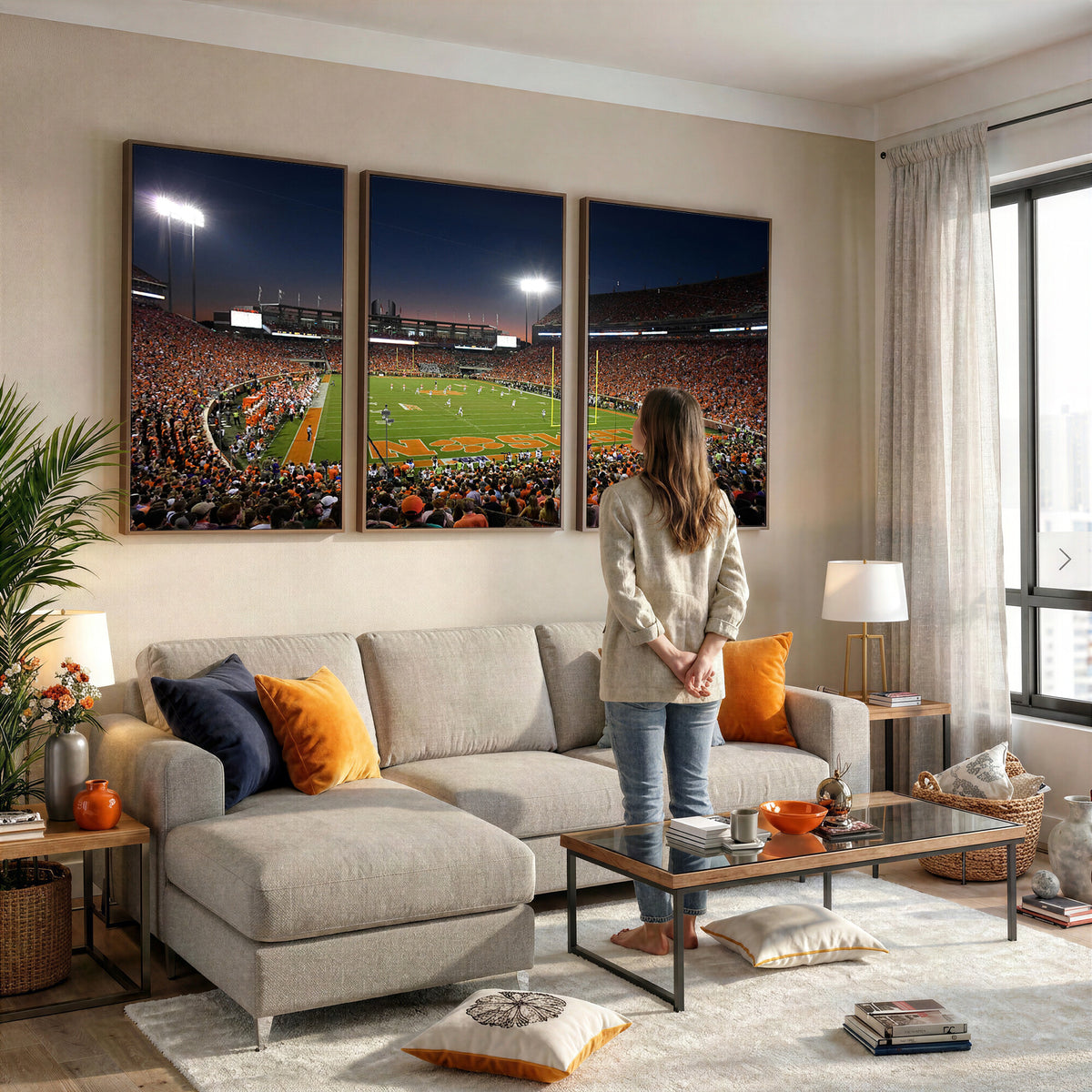 32340-MGV-CV-36X24 - Clemson University Tigers Art Print, Football Team Print