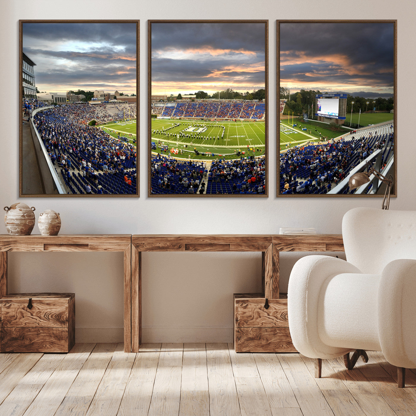 60433-MGV-CV-36X24-Duke University Blue Devils Football Team Print - Durham Wallace Wade Stadium Wall Art Canvas Print