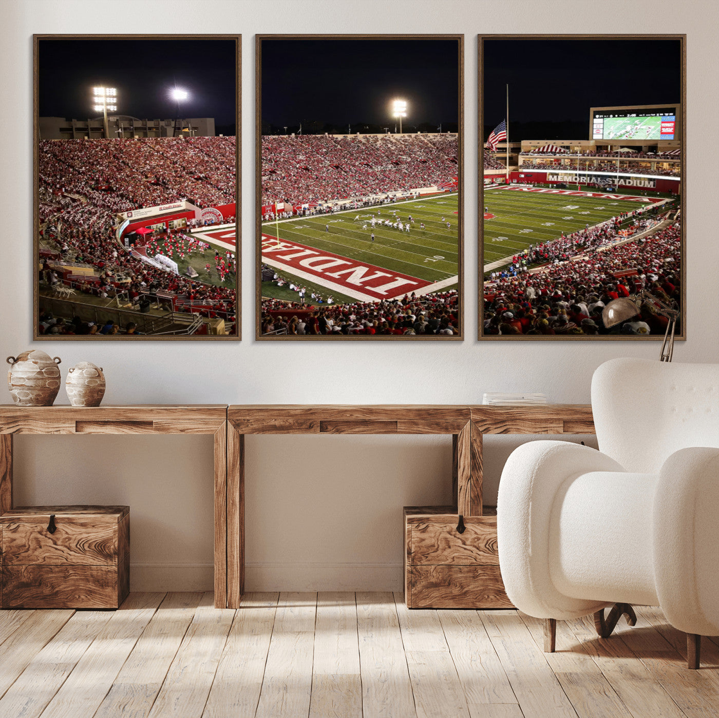 82748-MGV-CV-36X24-Indiana University Hoosiers Football Team Print Canvas - Bloomington Memorial Stadium Wall Art