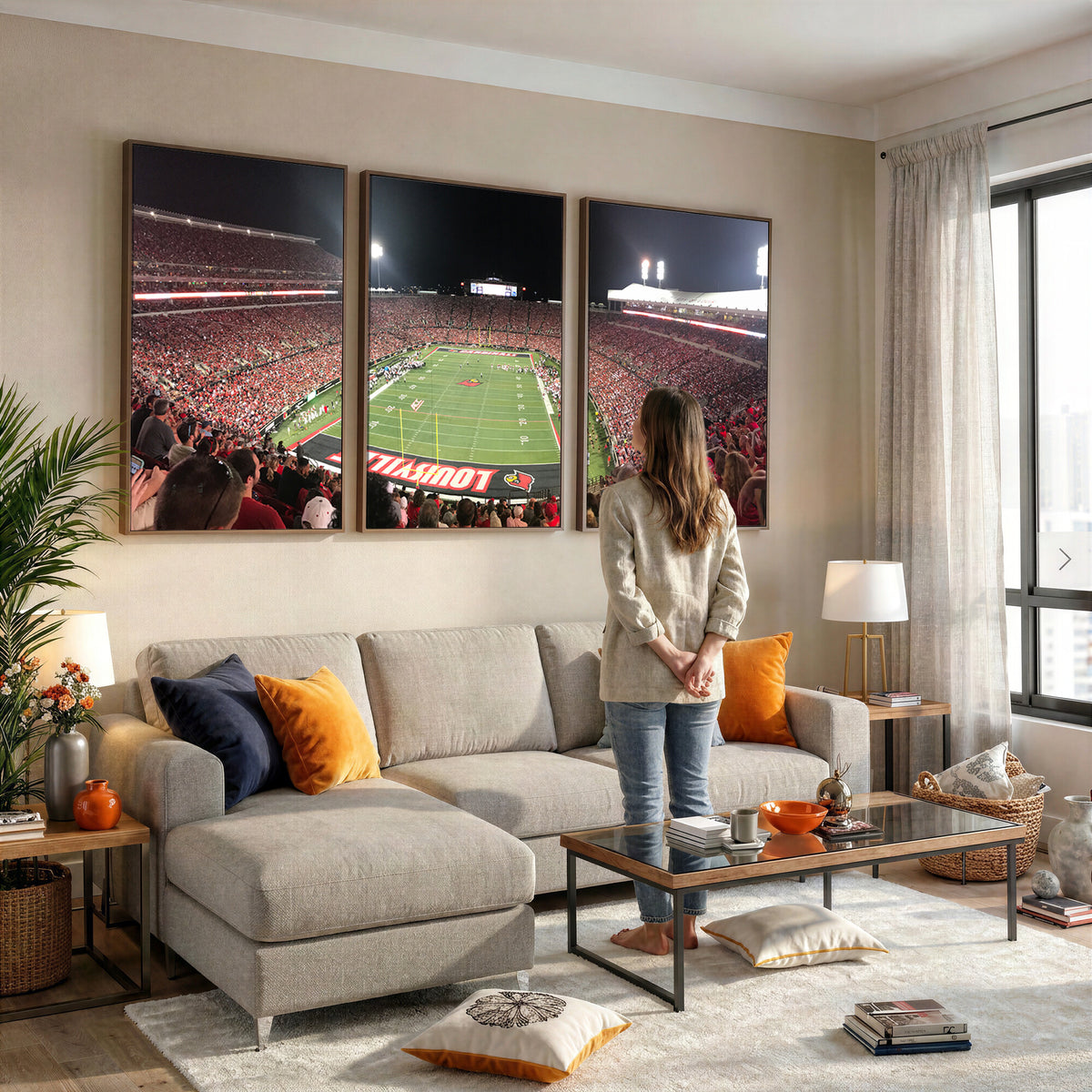 51251-PAN-FL-20X10 - University of Louisville Cardinals Football Team Print - Louisville Cardinal Stadium Wall Art Canvas