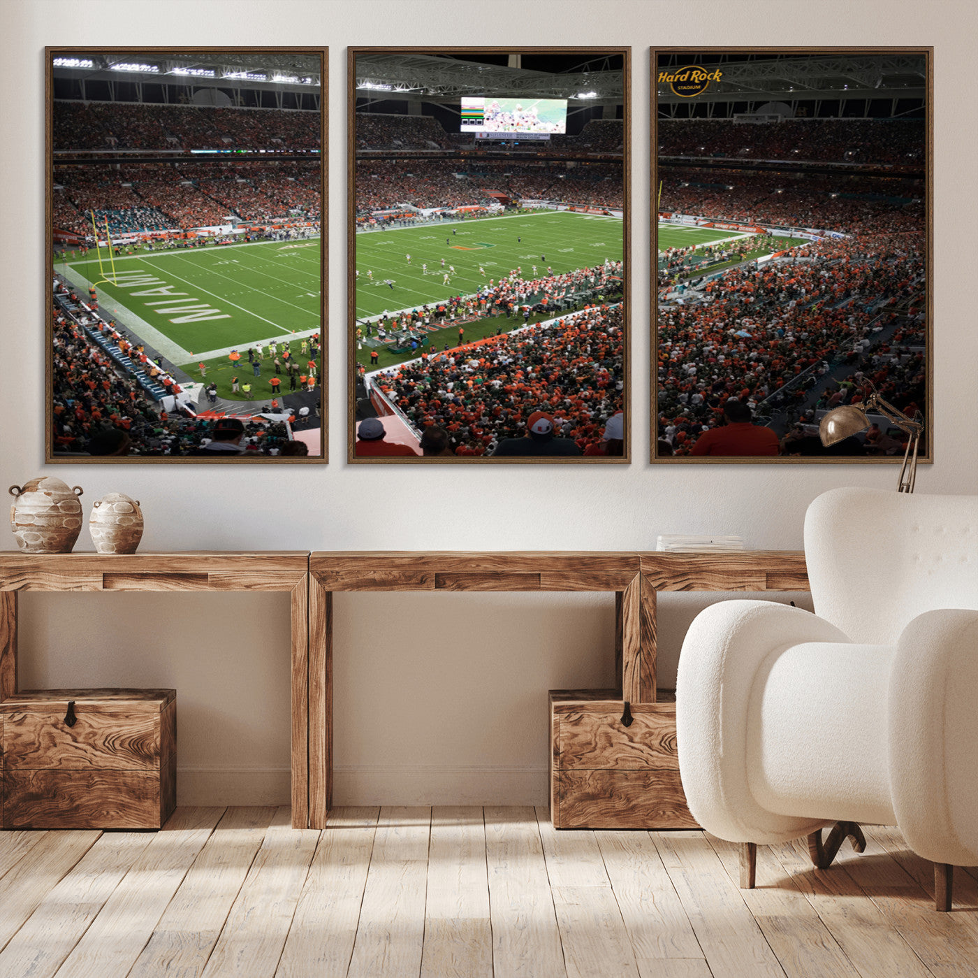 MGV-FC-60X30-3P - Miami Hurricanes Football Team Print Canvas- Miami Hard Rock Stadium Wall Art Canvas Print