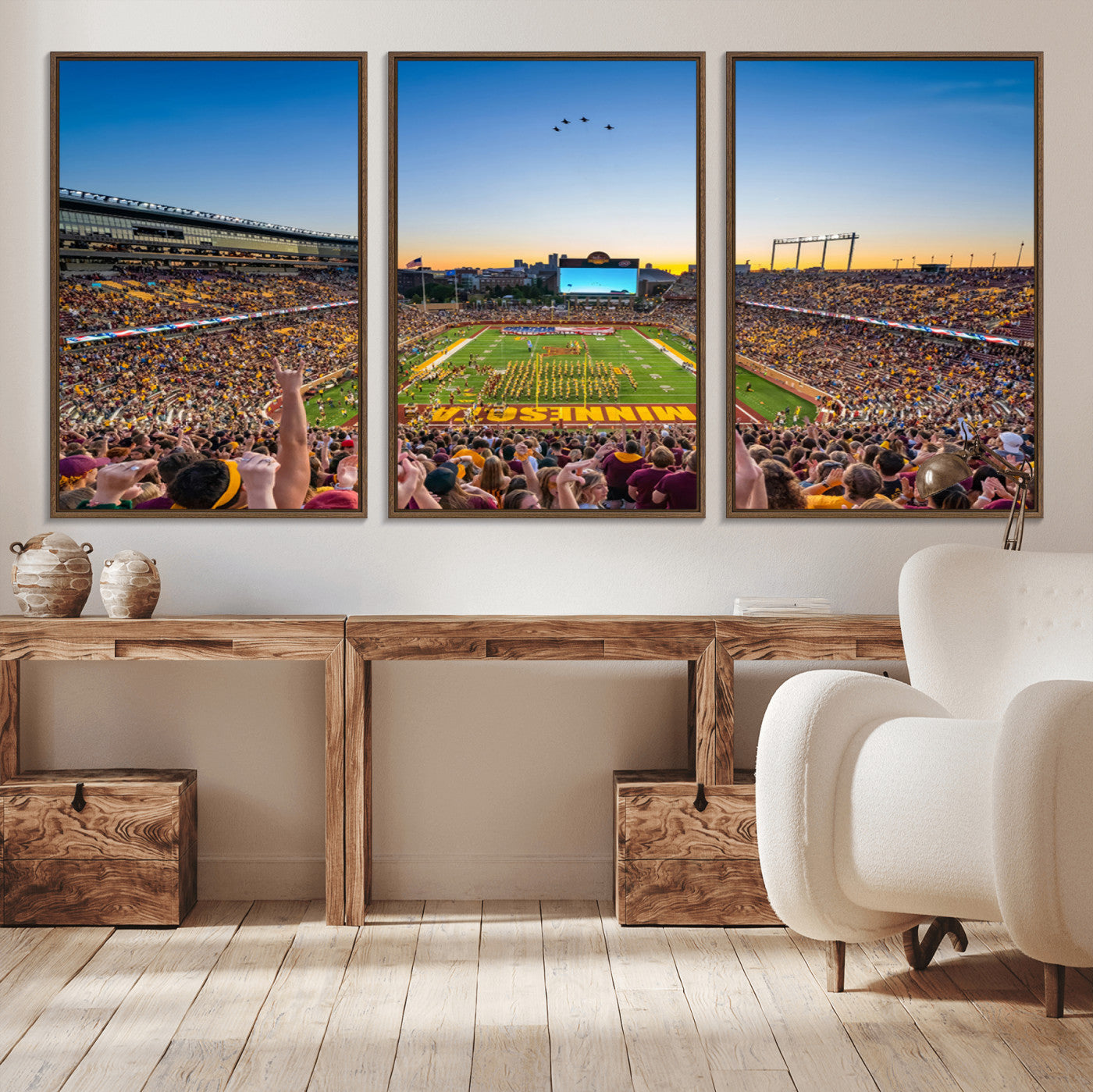 MGV-FC-60X30-3P - University of Minnesota Golden Gophers Art Print, Football Team Print - Minneapolis Huntington Bank