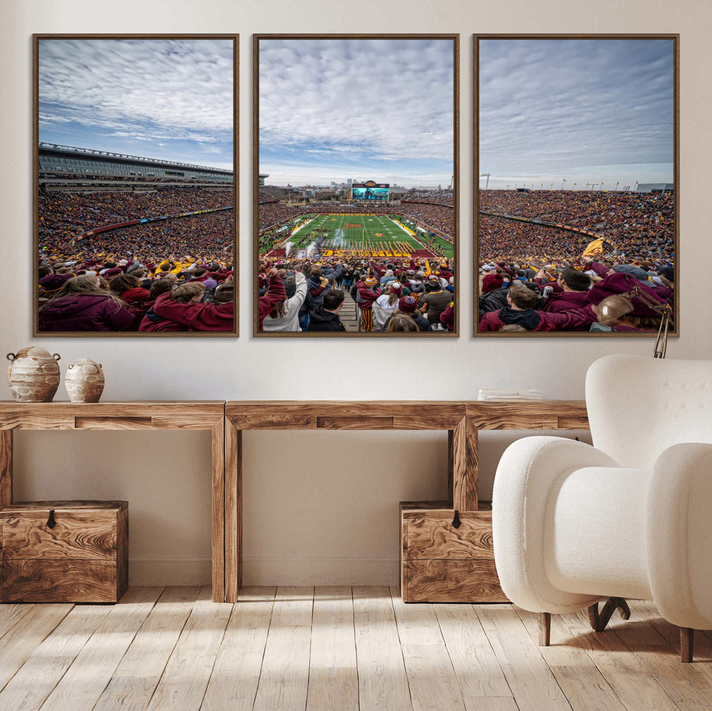 MGV-FC-60X30-3P - University of Minnesota Golden Gophers Football Team Print - Minneapolis Huntington Bank Stadium Art
