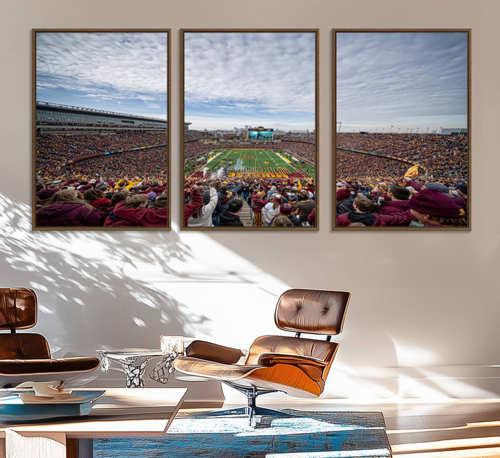 The University of Minnesotas Huntington Bank Stadium features vibrant wall art.