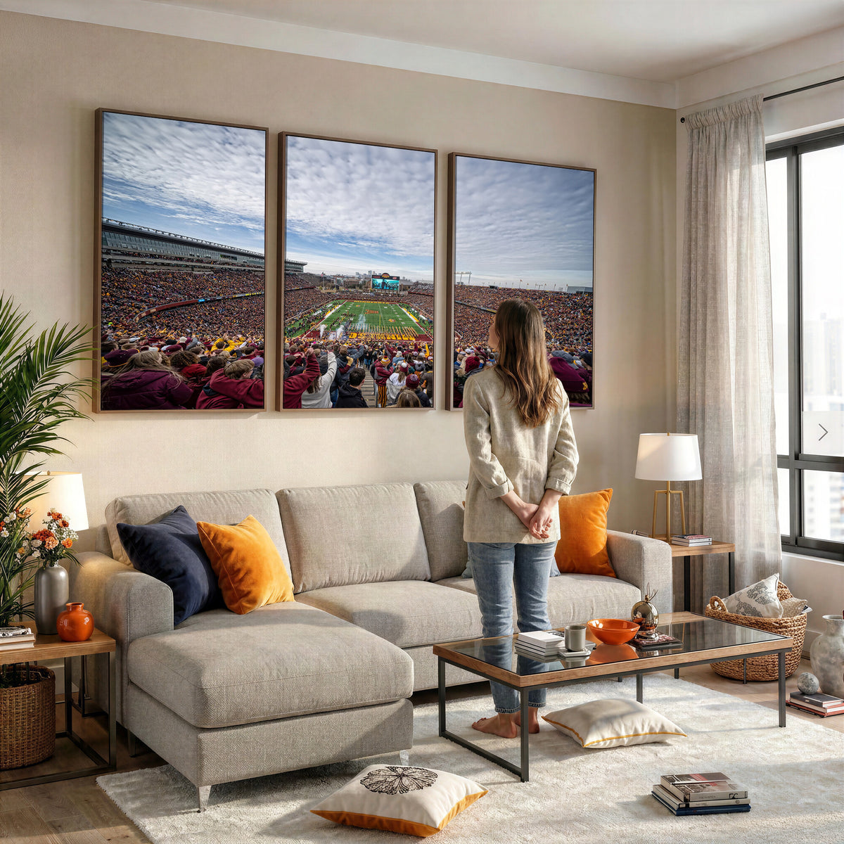 38459-PAN-FL-20X10 - University of Minnesota Golden Gophers Football Team Print - Minneapolis Huntington Bank Stadium Art