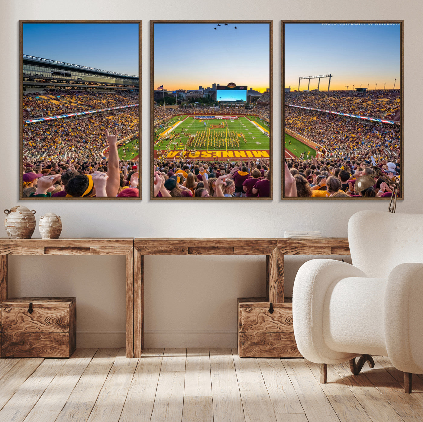 63452-MGV-CV-36X24-University of Minnesota Golden Gophers Football Team Print - Minneapolis Huntington Bank Stadium