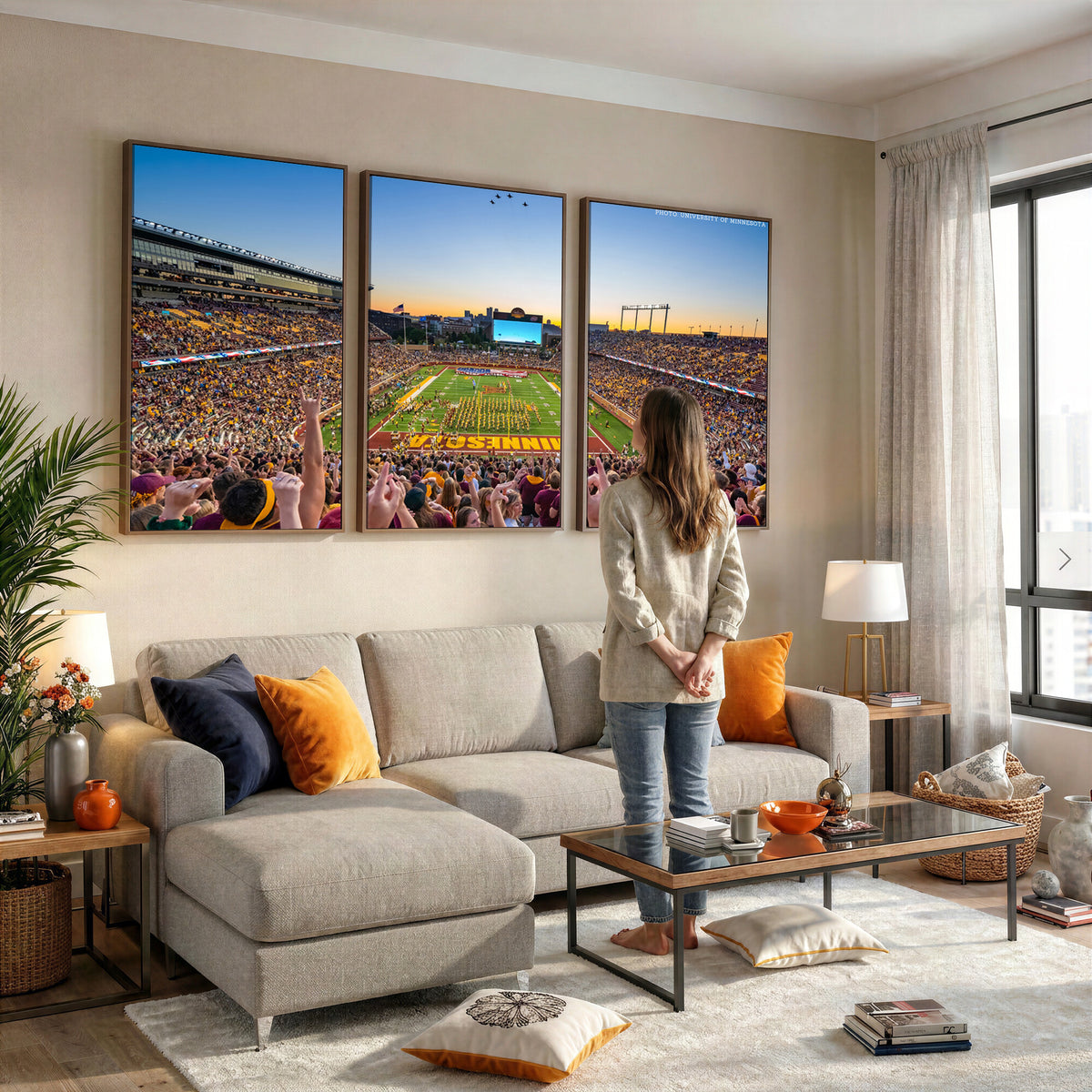 63452-PAN-FL-20X10 - University of Minnesota Golden Gophers Football Team Print - Minneapolis Huntington Bank Stadium