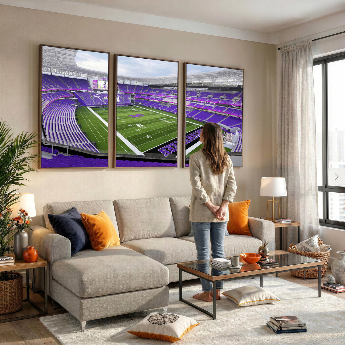 49190-MGV-CV-36X24 - Northwestern University Wildcats Football Team Print - Evanston Ryan Field Wall Art Canvas Print
