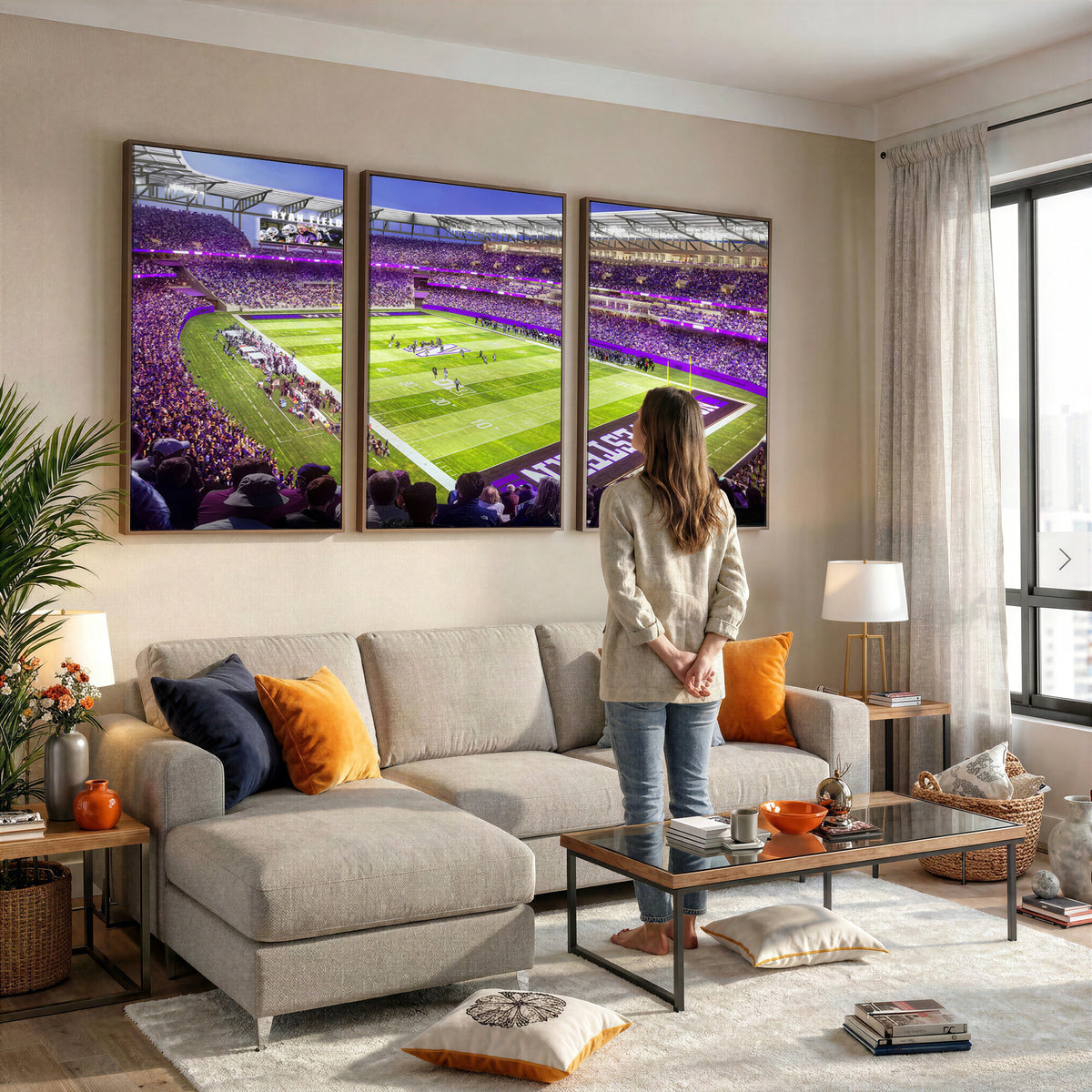 81245-MGV-CV-36X24 - Northwestern University Wildcats Football Team Print - Evanston Ryan Field Wall Art Canvas Print
