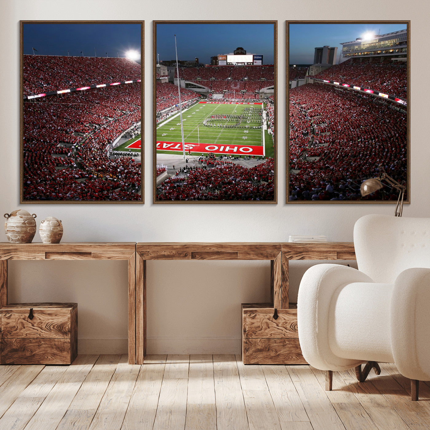 98743-MGV-CV-36X24-Ohio State University Buckeyes Football Team Print - Columbus Ohio Stadium Wall Art Canvas Print