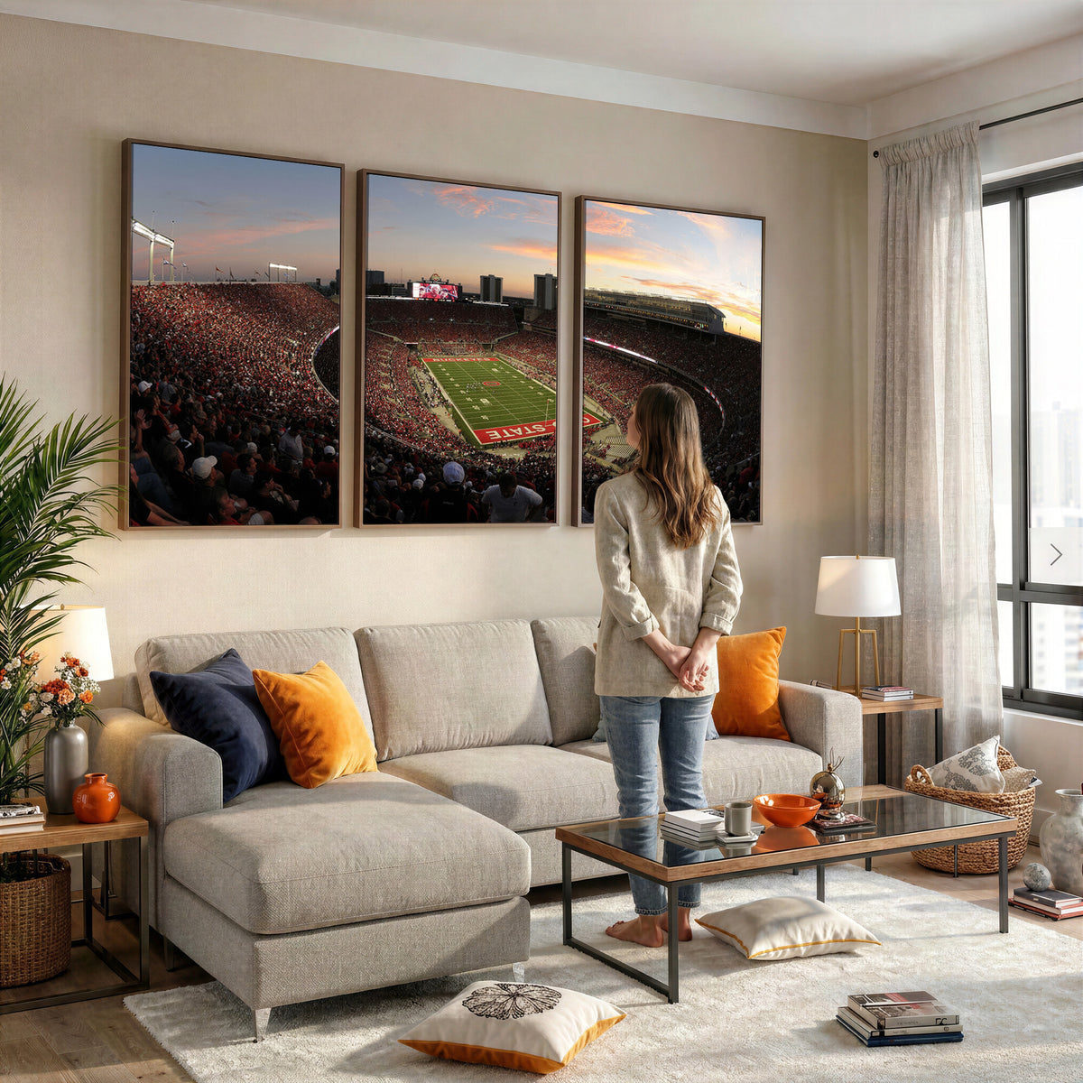 28825-PAN-FL-20X10 - Ohio State University Buckeyes Football Team Print - Columbus Ohio Stadium Wall Art Canvas Print