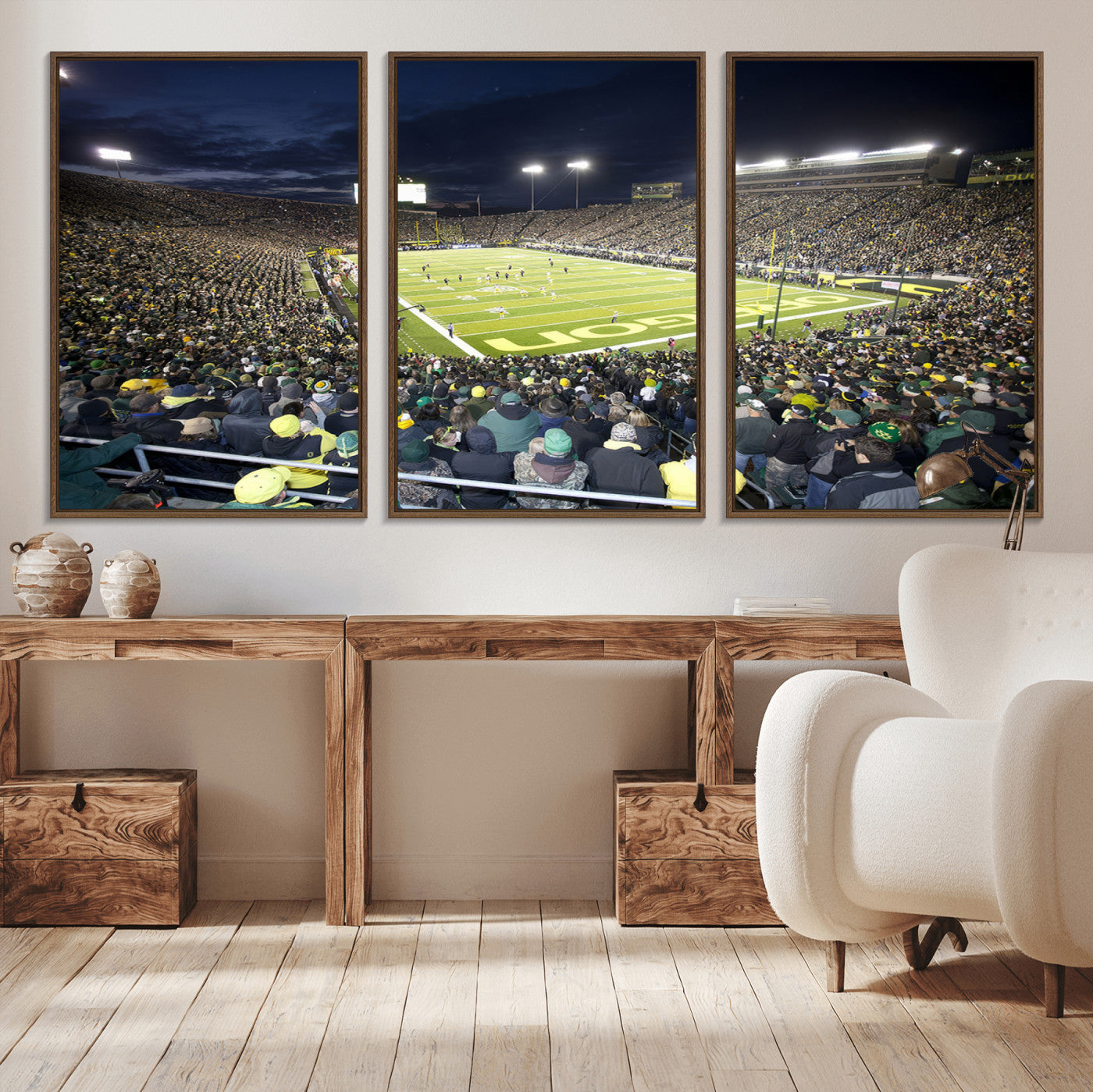 MGV-FC-60X30-3P - University of Oregon Ducks Football Team Print - Eugene Autzen Stadium Wall Art Canvas Print