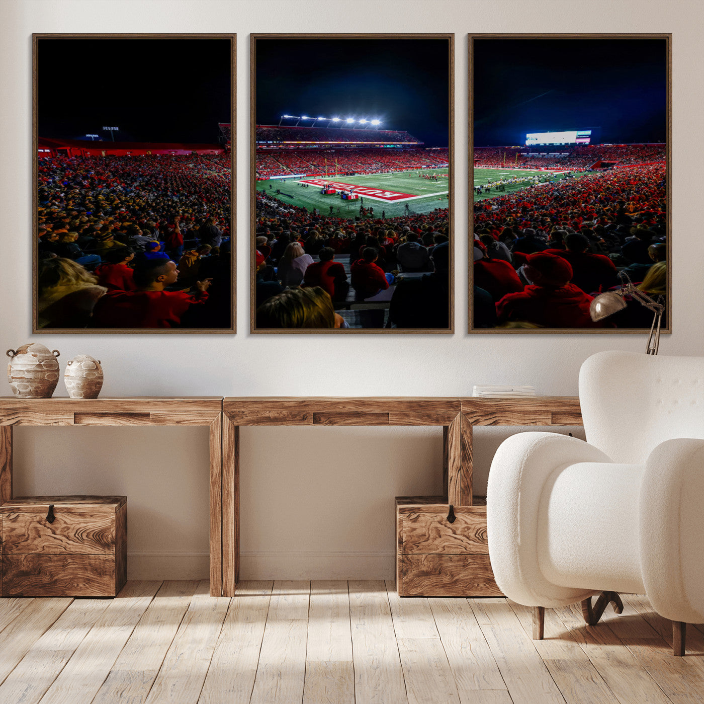 MGV-FC-60X30-3P - Rutgers Scarlet Knights Football Team Print - SHI Stadium, Piscataway Wall Art Canvas Print