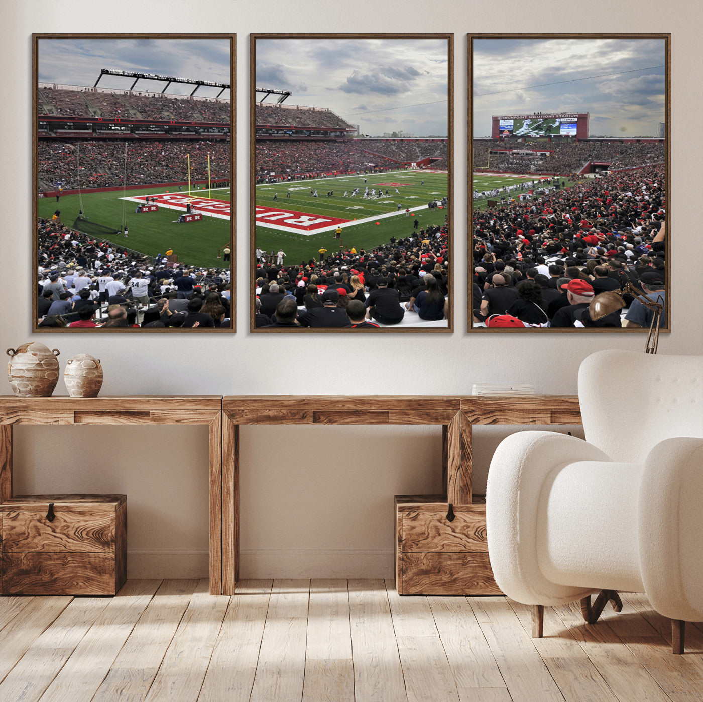 66777-MGV-CV-36X24-Rutgers Scarlet Knights Football Team Print - SHI Stadium, Piscataway Wall Art Canvas Print