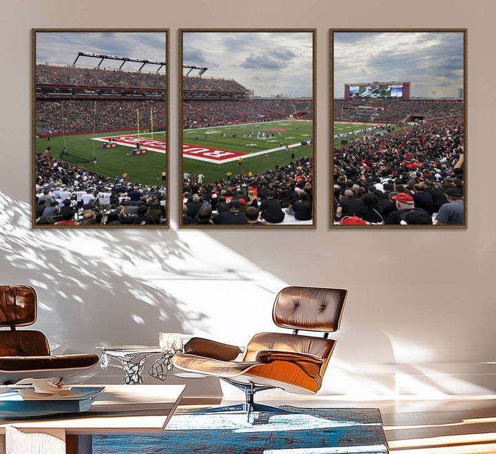 Premium canvas print depicting the Rutgers Scarlet Knights football at SHI Stadium, Piscataway.