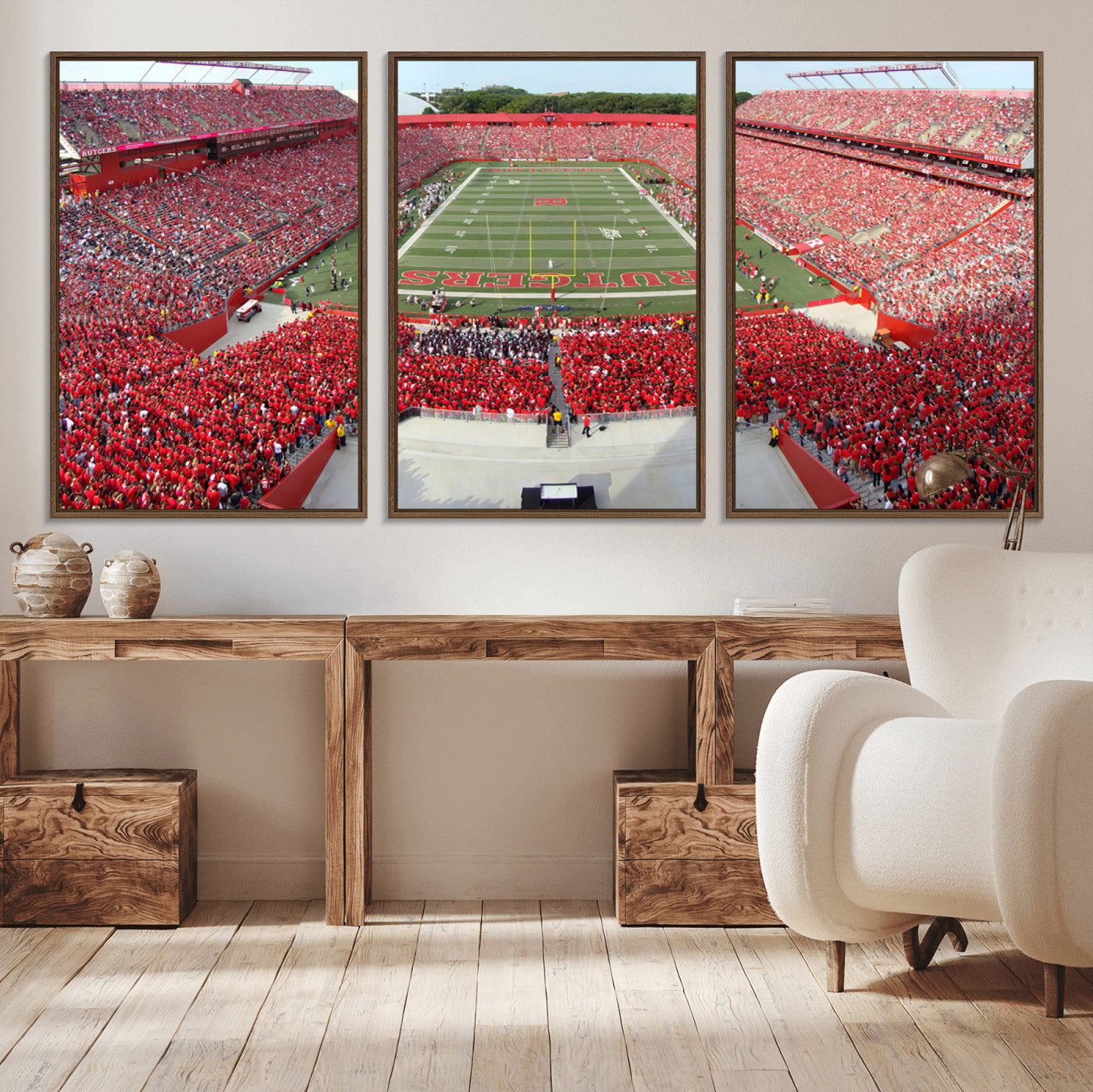 MGV-FC-60X30-3P - Rutgers Scarlet Knights Football Team Print - Piscataway SHI Stadium Wall Art Canvas Print