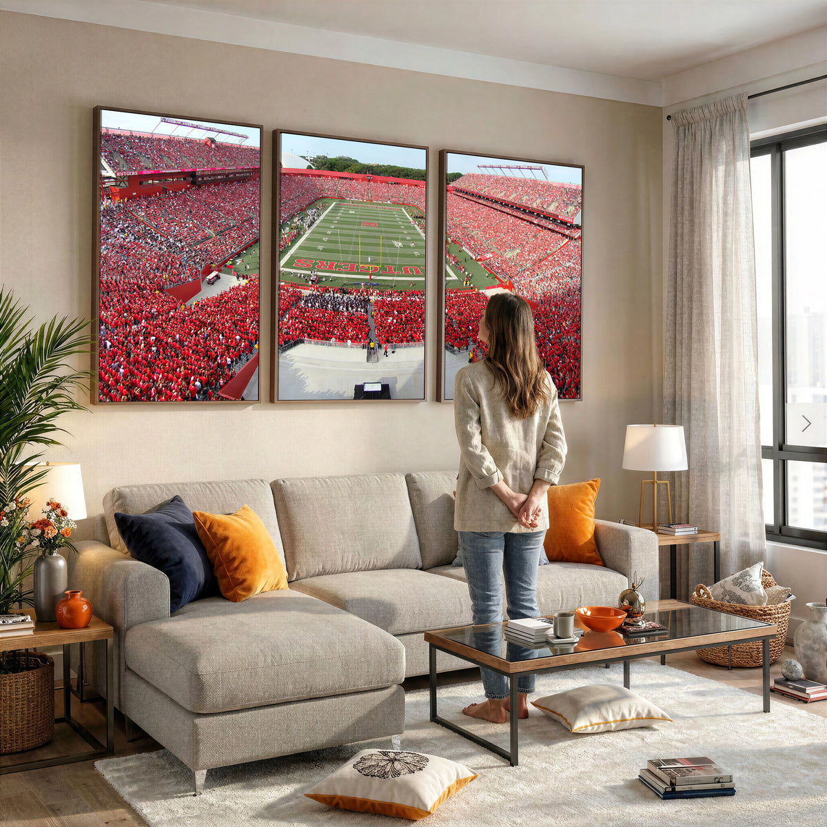 90818-PAN-FL-20X10 - Rutgers Scarlet Knights Football Team Print - Piscataway SHI Stadium Wall Art Canvas Print
