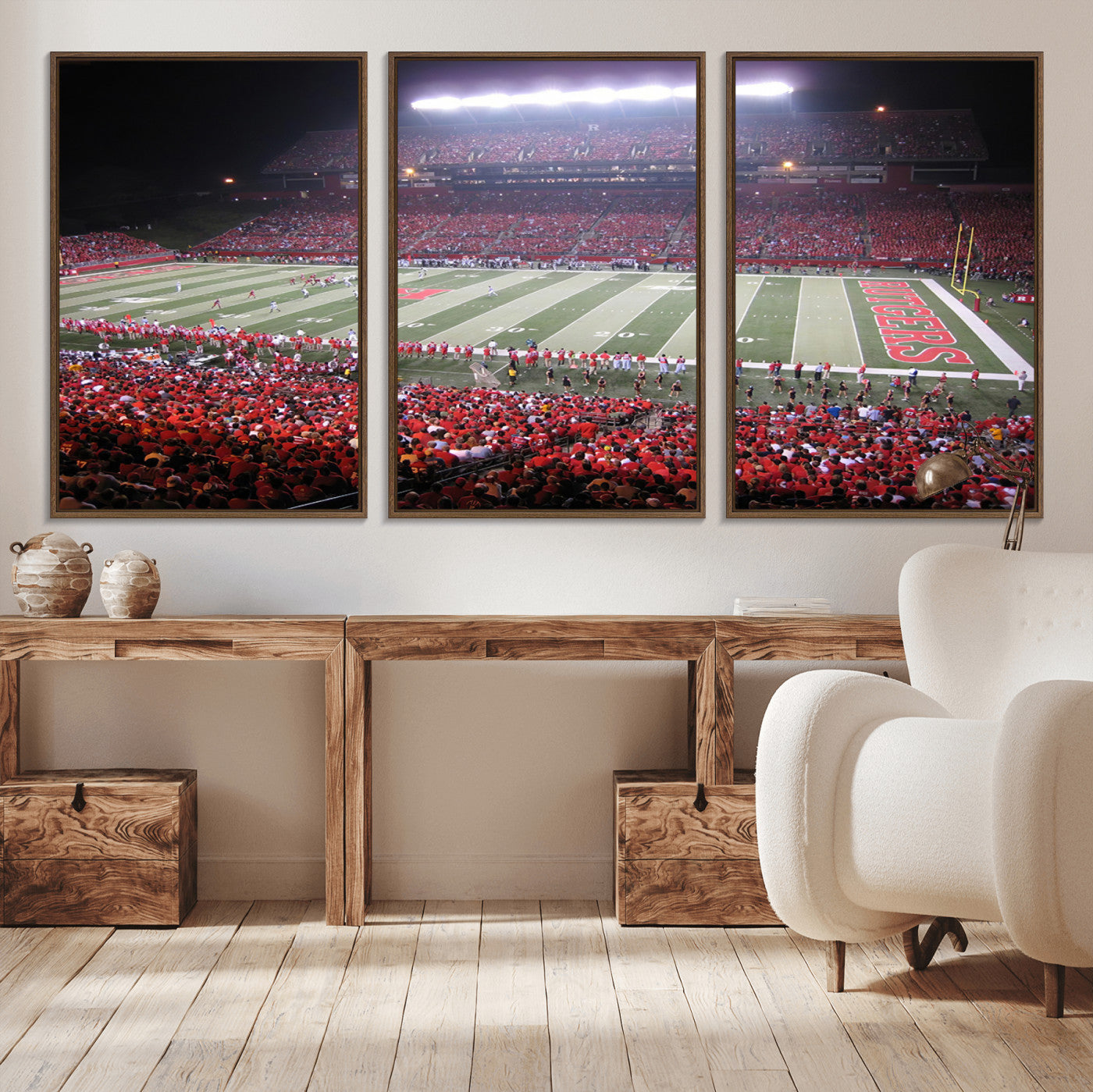 MGV-FC-60X30-3P - Rutgers University Scarlet Knights Football Team Print - Piscataway SHI Stadium Wall Art Canvas
