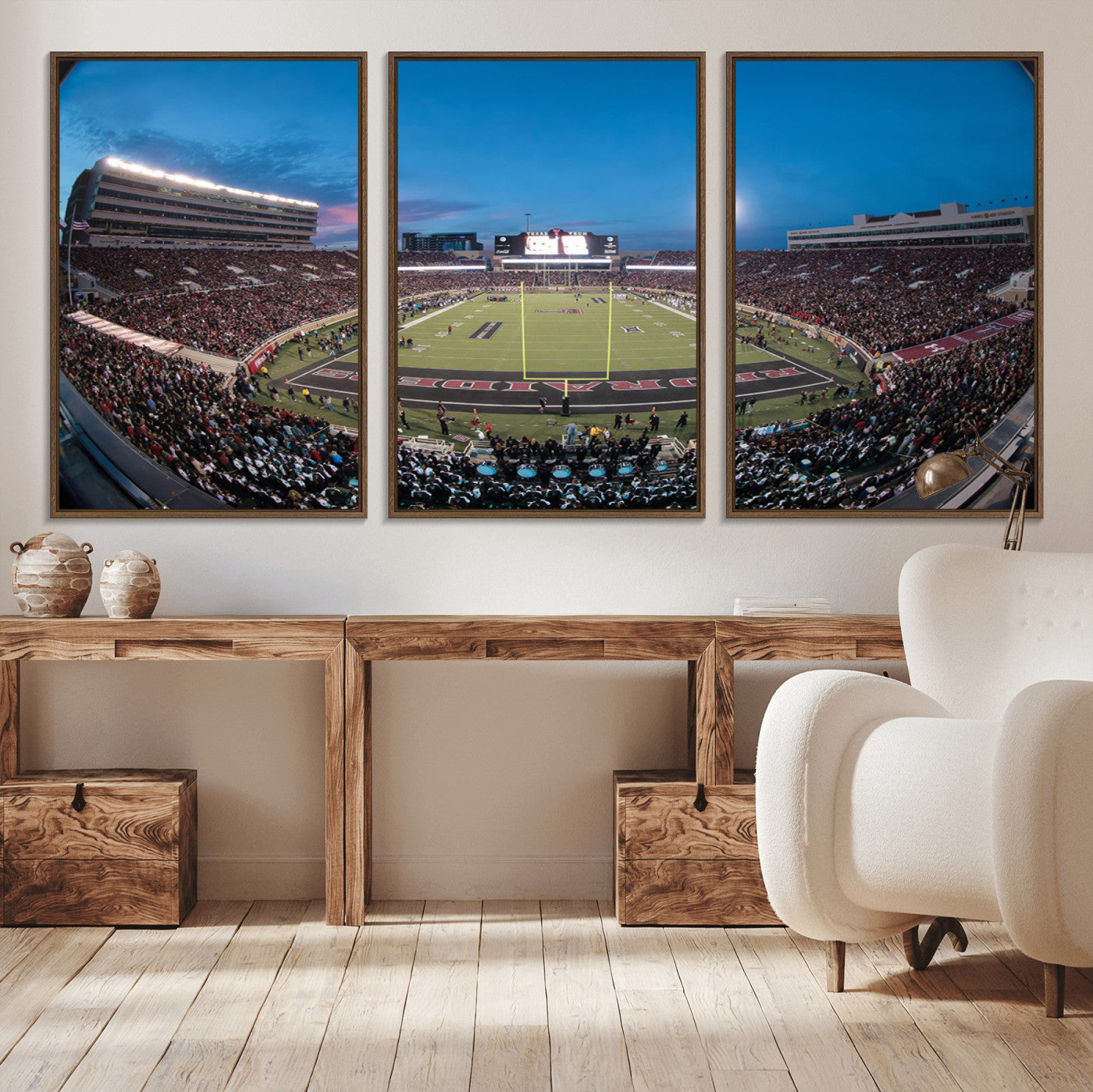 MGV-FC-60X30-3P - Texas Tech Red Raiders Canvas, Framed Football Team Print - Lubbock Jones AT&T Stadium Wall Art